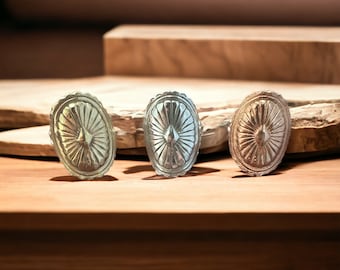 Silber|| Kupfer|| Messing|| Concho Ring||Sterling Silber Schild Ring|| Herren Ring