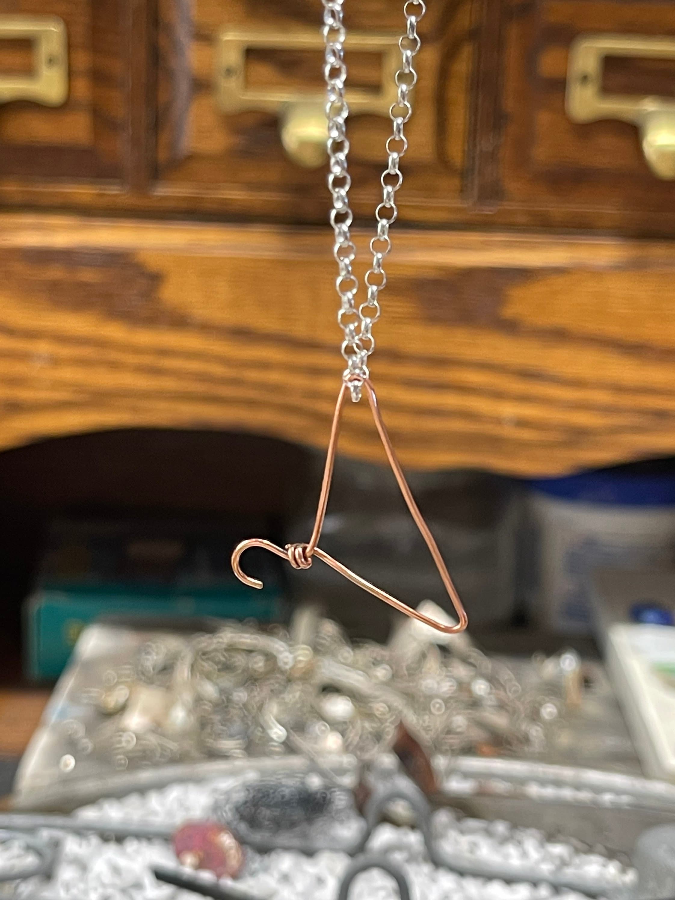 Sterling Silver, Coat Hanger Pendant. pro Choice / Womens Rights / Roe