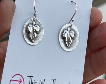 Leaf imprinted Dangle Earrings