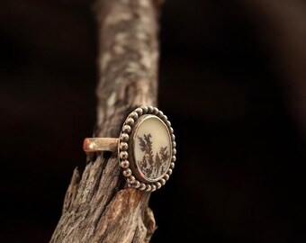 Dendriten Achat Ring | Sterling Silber Ring | Schmuck | Natur inspiriert Ring | Landschaftachat | OOAK Geschenk