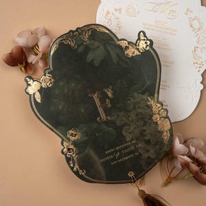 Exempel på bröllopsmeny i letterpress – guldfolie, blindprägling