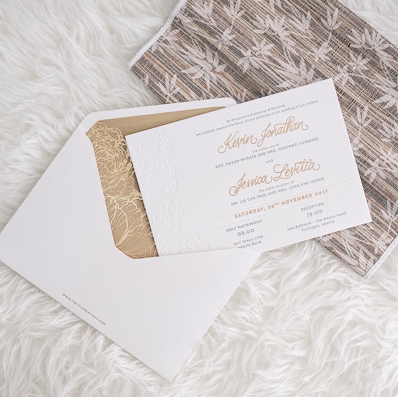 Letterpress Wedding Invitation Sample Calligraphy Black Etsy