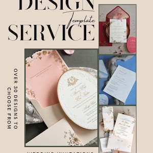 Template Design Service for Wedding Invitation - calligraphy, monogram, main illustration, envelope, watercolour