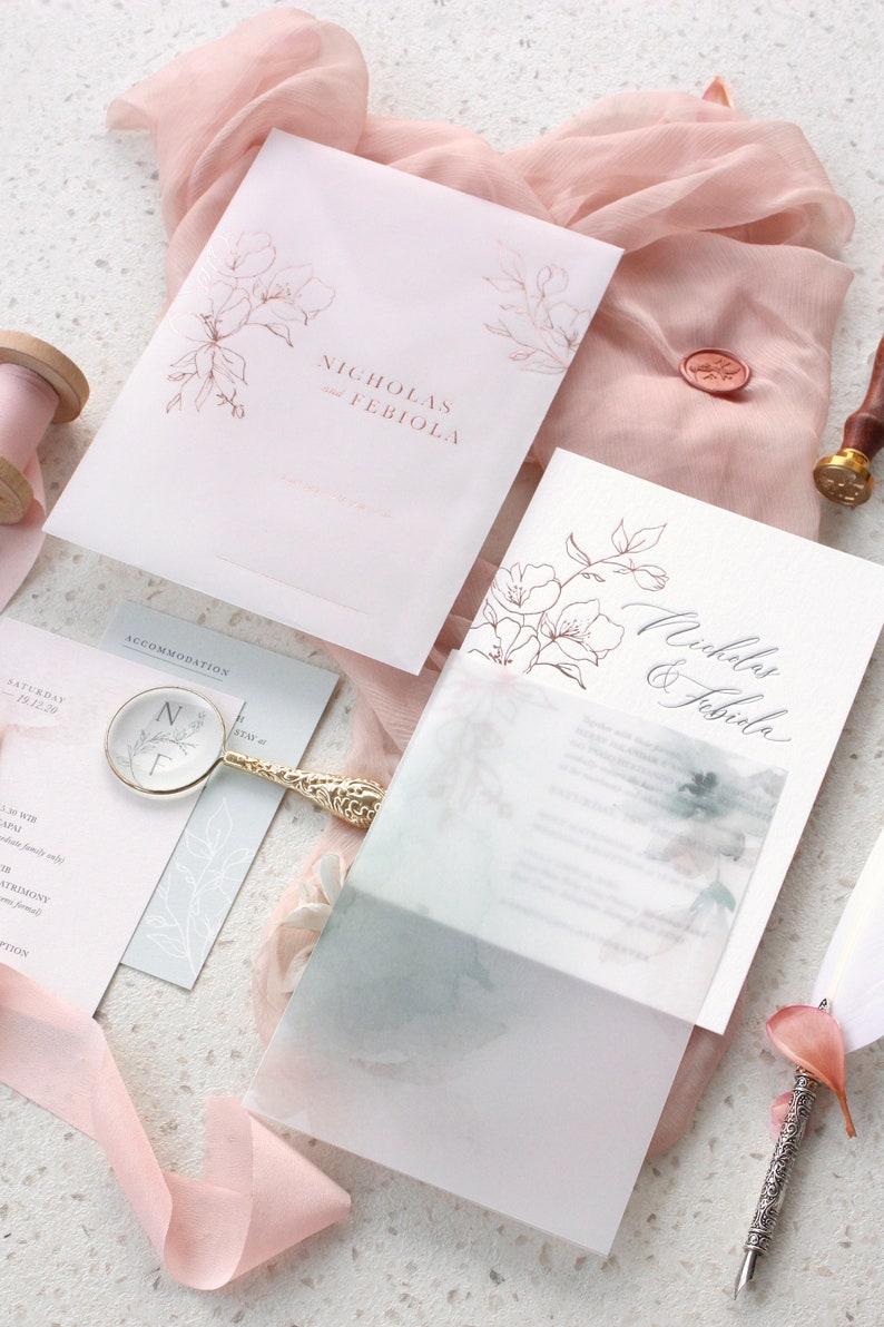 Bespoke Wedding Invitation Design customized calligraphy, monogram, main illustration, invitation, envelope, watercolour, venues, wax seal image 10