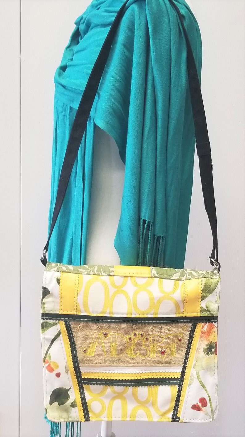 Adopt Pawprint Pet Rescue Upcycled Embroidered Floral Messenger Handbag Purse