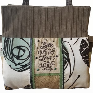 Love is Patient Floral Upcycled Embroidered Handbag Purse Gift