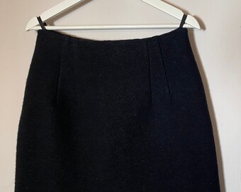 Black mini skirt pure wool A line