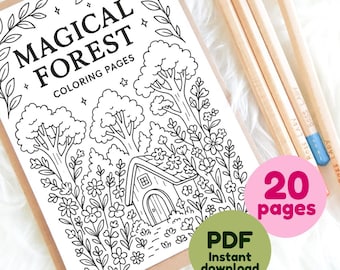 Magisch bos, 20 kleurpagina's, Afdrukbaar, digitale download