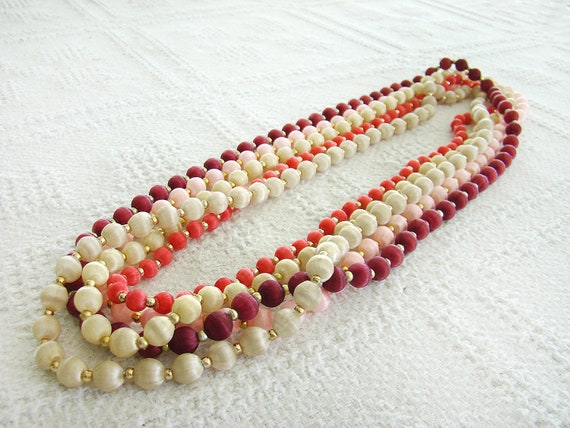 Satin Silk Thread Beads, Vintage Satin Beads, Bea… - image 2