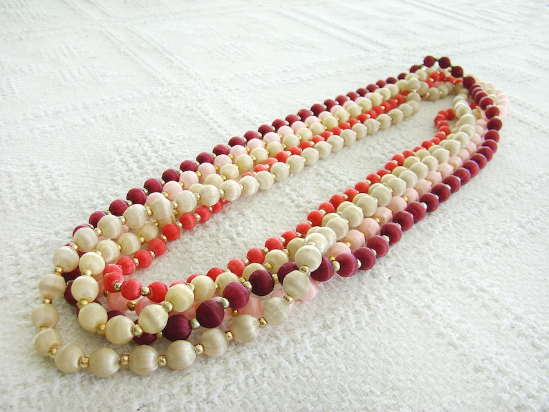 Satin Silk Thread Beads, Vintage Satin Beads, Beaded Necklaces, Satin