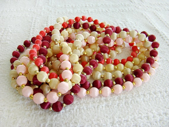 Satin Silk Thread Beads, Vintage Satin Beads, Bea… - image 1