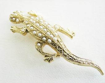 Vintage Gecko Brooch, Gold Gecko Brooch, Gecko Jewelry, Gold Brooches, Statement Brooches, Gold Pins, Vintage Pins, Vintage Brooches