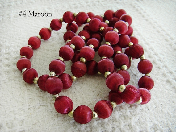 Satin Silk Thread Beads, Vintage Satin Beads, Bea… - image 6