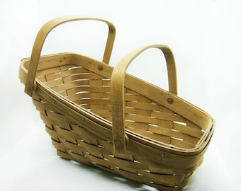 Medium Longaberger Vegetable Basket, Handmade Baskets, Woven Baskets, Collectible Baskets, Wood Baskets, Basket Decor, Storage Baskets