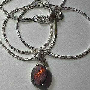 Black Opal Necklace Solid Sterling Silver 925 - Fine jewellery - 100% Natural Australian Black Opal