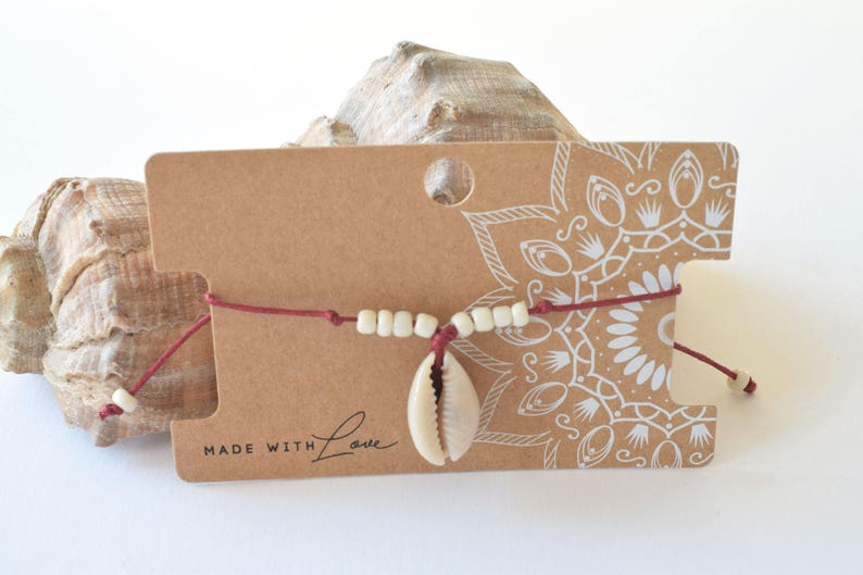 wax cord slide knot ibiza style kauri shell boho Shell anklet bohemian anklet gift for her