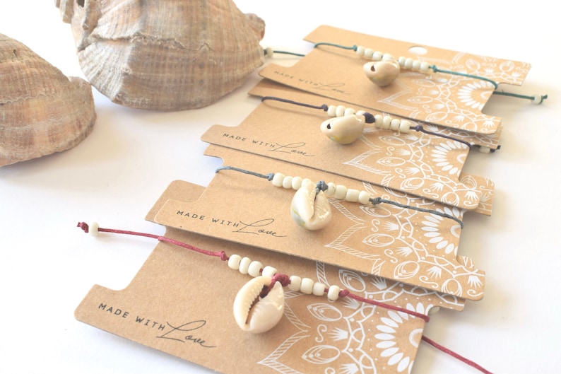 wax cord slide knot ibiza style kauri shell boho Shell anklet bohemian anklet gift for her