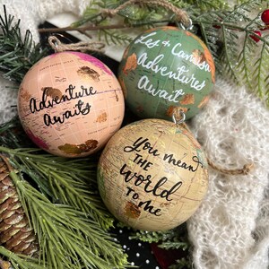 Gold Leaf Personalized World Globe Ornaments- Unique Teacher Gift- Custom Graduation Ornaments- Travel Ornament image 18