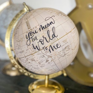 Custom Pink Globes- Modern Calligraphy World Map Globe- Travel Decor- Personalized Gifts- Nursery Decor- Globe Centerpiece