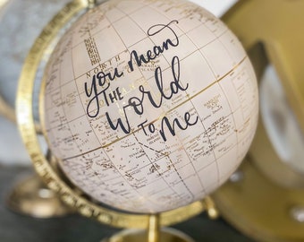 Custom Calligraphy World Globe: Personalized Travel Decor