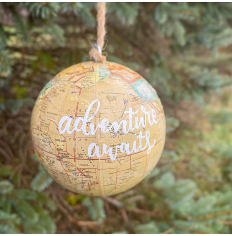 Adventure Awaits Ornament World Map Globe Ornaments Natural