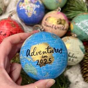 Gold Leaf Personalized World Globe Ornaments- Unique Teacher Gift- Custom Graduation Ornaments- Travel Ornament image 12