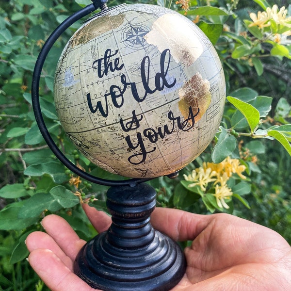 Personalized 4” Globe- Hand Lettered Globe- Mini Globe Centerpiece- World Map Globes- Graduation Gift Idea- Teacher Appreciation Gift