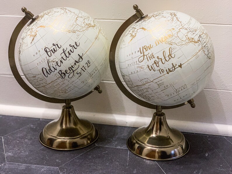 Custom 8 Ivory White Globes Wedding Globe Guest Book Modern Etsy New Zealand