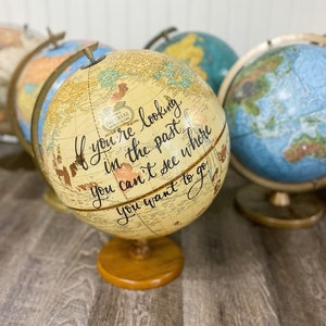 Personalized Vintage Globe Guest Book – Custom Wedding, Graduation, or Travel Decor