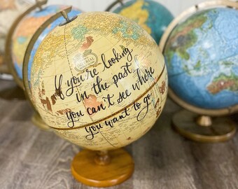 Personalized Vintage Globe Guest Book – Custom Wedding, Graduation, or Travel Decor