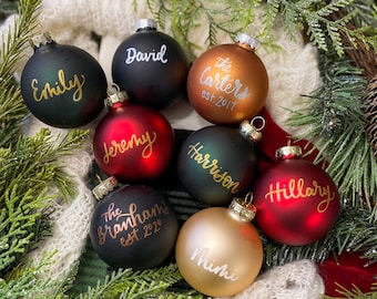 Personalized Glass Christmas Ornament: Hand-Lettered Calligraphy Name