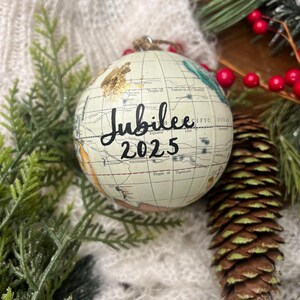 Gold Leaf Personalized World Globe Ornaments- Unique Teacher Gift- Custom Graduation Ornaments- Travel Ornament Cream
