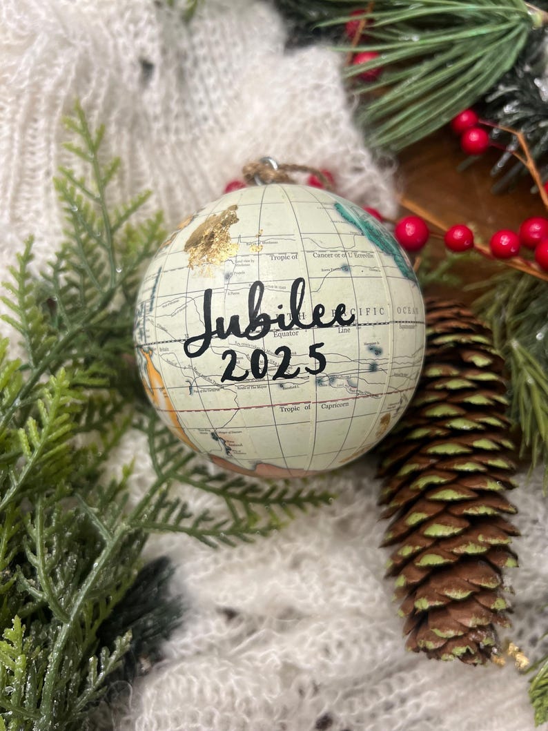 Gold Leaf Personalized World Globe Ornaments- Unique Teacher Gift- Custom Graduation Ornaments- Travel Ornament Cream
