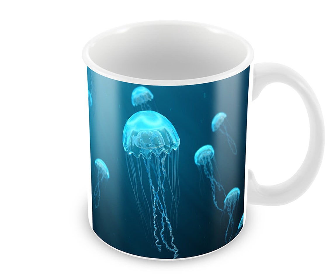 Jellyfish Ceramic Coffee Mug Free Personalisation | Etsy