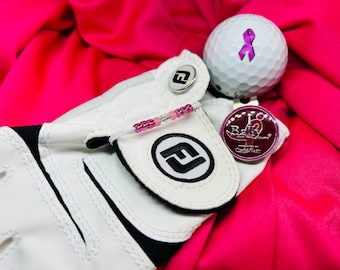 KEEP TRACK Golf Glove Stroke Counter - Cure Breast Cancer - Pink