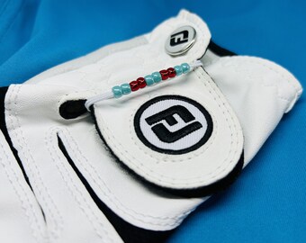 KEEP TRACK Golf Glove Stroke Counter - Keep Track of All Strokes Easily - Turquoise & Red - New this Spring