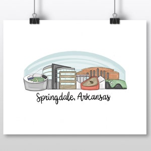 PRINT - Springdale, Arkansas Skyline Illustration