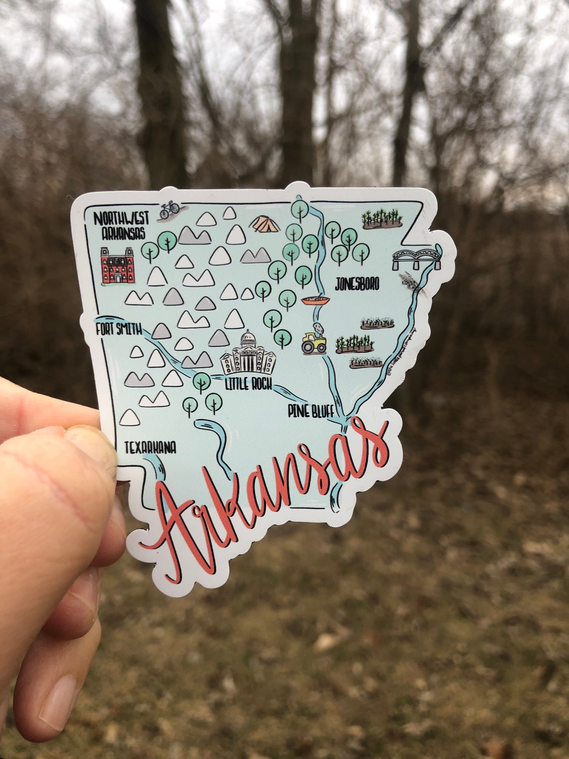 Arkansas State Map Refrigerator Magnet - Acrylic US State Magnet 2.75x2.5 Inches