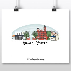 PRINT - Auburn, Alabama Skyline Illustration