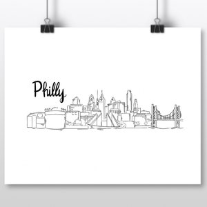 PRINT - Philadelphia, Pennsylvania Skyline Illustration