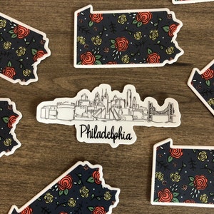 VINYL STICKER - Philadelphia, Pennsylvania/Hand-illustrated Die Cut Vinyl Sticker