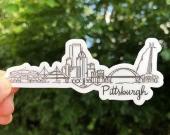 Pittsburgh, Pennsylvania Skyline Vinyl Sticker: Hand-Illustrated Die Cut Decal