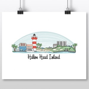 PRINT - Hilton Head Island, South Carolina Skyline Illustration
