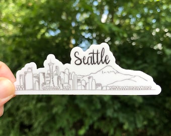 Seattle Skyline Vinyl Sticker - Hand-Illustrated Die Cut Decal