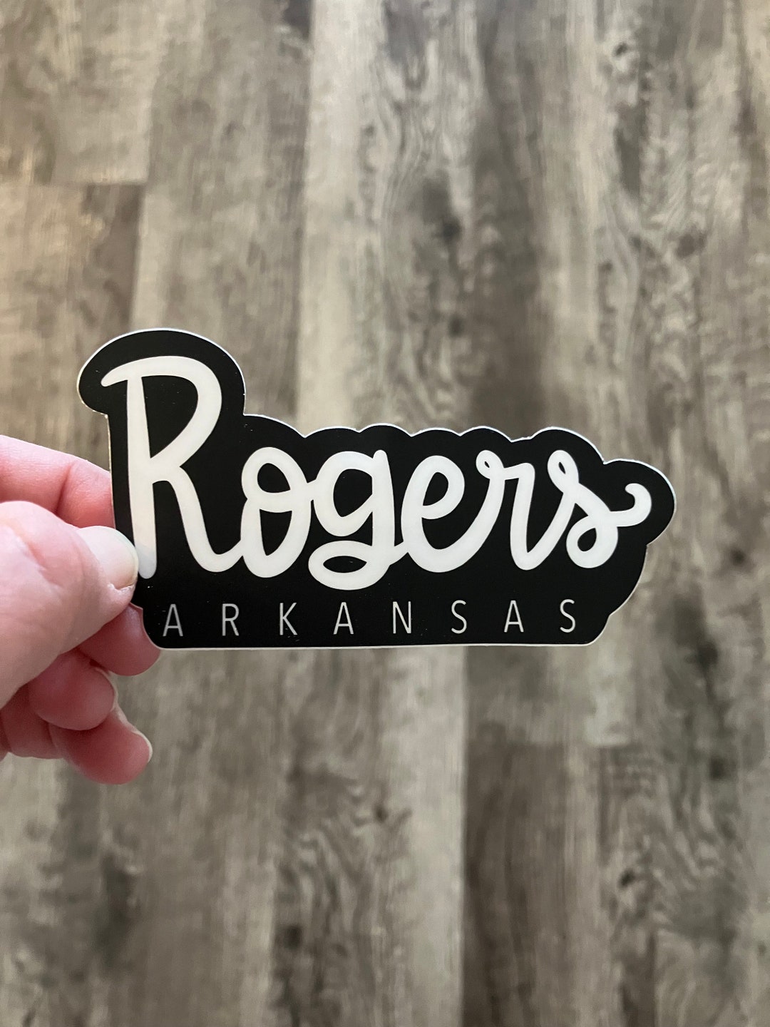 VINYL STICKER - Rogers, Arkansas Black and White Lettering - Etsy