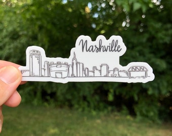 Nashville Tennessee Skyline Vinyl Sticker - Hand-illustrated Die Cut Decal