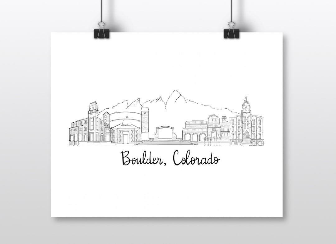 PRINT - Boulder, Colorado Skyline Illustration - Etsy