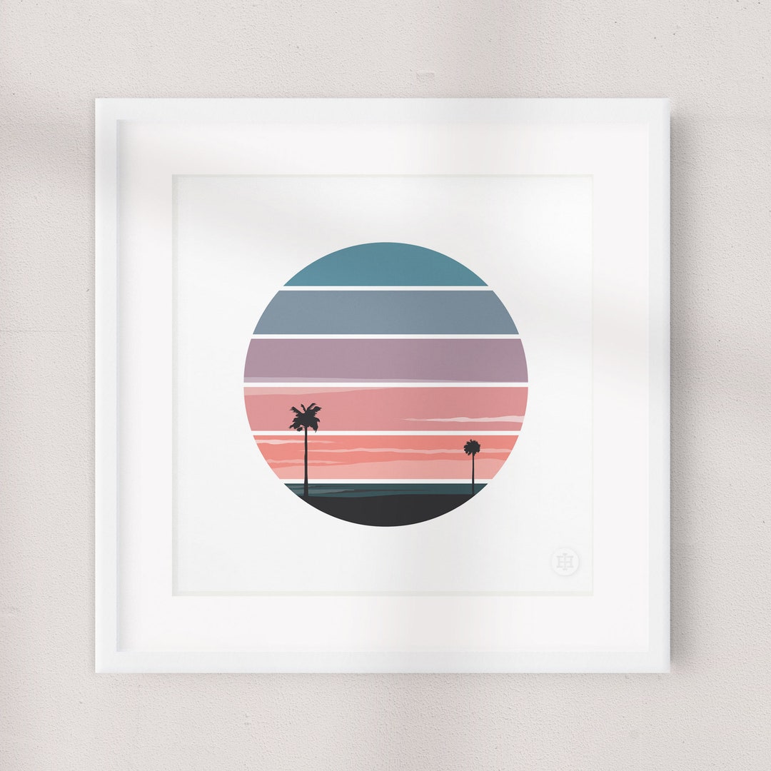 Beach Inspired Art Print. Palm Sunset Giclee Print Gift for Etsy