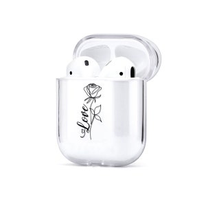 Flowers AirPods Clear Case Floral AirPods Case Love Protective Air Pods Case Scetch Rose AirPods Case Monogram AirPods Pro Case Gift YZ5276 AirPods Plastic