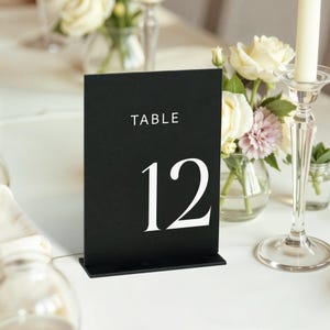 Black Acrylic Table Numbers - Wedding Table Signs - Wedding Signage - Wedding Table Decor - Wedding Table Numbers with Stand